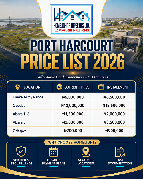 Homelight Properties Port Harcourt Price List 2026